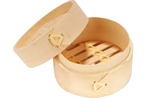 BambooMN 3 Inch Mini Bamboo Dim Sum Dumpling Steamer Basket for Dessert Party Favors Wedding Birthday Home Decorations Supplies, 10 Pieces