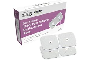 KINETIK MEDICAL Kinetik Wellbeing TENS Replacement Pads (AD-2126) Pack of 4 - Electrode Pads for Muscle Pain Relief, EMS TENS Machine Unit ECG Electrodes for Back Pain Relief – in Association with St John Ambulance