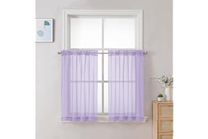 Chyhomenyc Durchsichtige Vorhänge, 76,2 cm Länge, 2 Paneele, lichtfilternd, Voile, Stangentasche, kurze Fenstervorhänge für Badezimmer, Wohnzimmer, Bauernhaus, kleine Fenster, 106,7 x 76,2 cm (B x L),