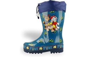 Kids2Go PawPatrol Regenstiefel mit Chase, Marshall & Rubble Print in Blau mit verstellbarem Kordelzug in den Größen 23-27