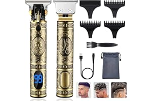 TIERNEY Haarschneidemaschine, Professionelles Haarschneider Elektrischer Bartschneider Herren, Wiederaufladbarer T-Blade Elektrisch Barttrimmer, Langhaarschneider mit LED-Anzeige und 3 Führungskämmen