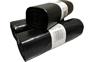 GENÉRICO Bolsas de basura grandes 150L (30 bolsas)-Pack 3 rollos | Negras, resistentes y anti-goteo | Extra grandes 90x120 cm para cubos industriales y comunitarios