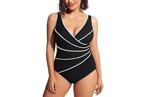 DELIMIRA Femme Maillot de Bain 1 Pièce Gainant pour Poitrine Grande Taille