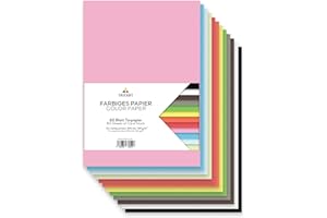 Tritart Papier coloré A3 130g /m² I 60 feuilles de papier solide entièrement coloré I carton pour travaux manuels créatif stable I carton photo 12 couleurs différentes I papier coloré DIY