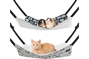 Cosiesnest 2 Pieces Cat Hammock Bed, Soft Plush Hanging Hammock with Adjustable Strap, Double-sided Pet Bed for Cats Rabbit Chinchilla Guinea Pig 45 * 35cm (A)