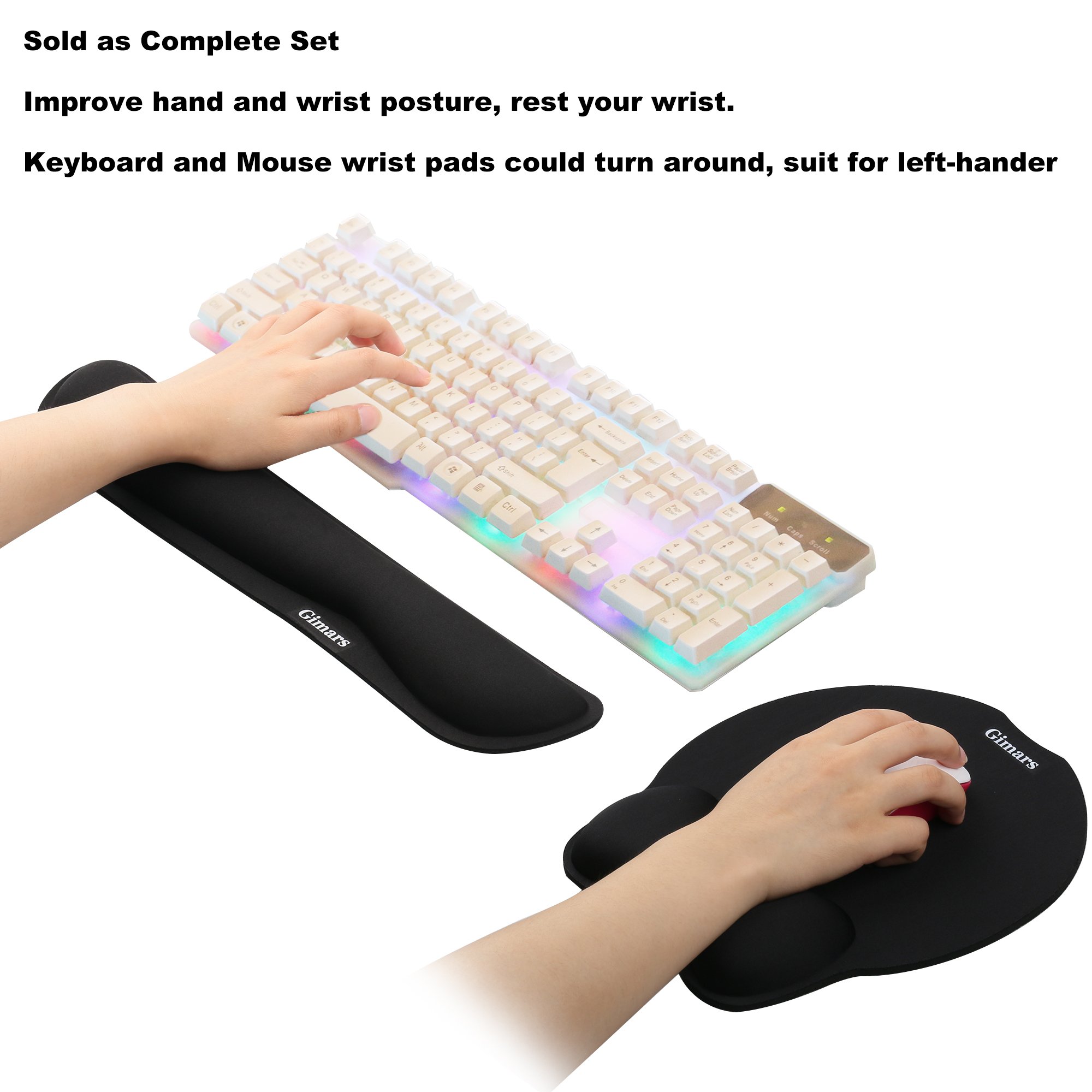 Gimars Cuscini Poggiapolsi Per Mouse e Tastiera Sollievo dal dolore/Mouse pad Antiscivolo Durevole e Comodo/Lycra… - immagine 5