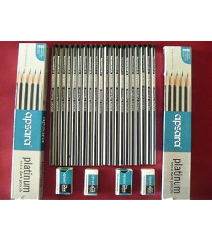 Apsara Platinum Extra Dark Pencils - Pack of 10-Free Sharpener And Eraser In Box