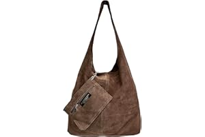 Modarno Borsa a tracolla da donna in pelle scamosciata pochette, borsa a tracolla, shopper, da donna, in vera pelle