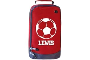 ABSOLUTELY TOP Personalised Childrens Football Boot Bag Boys Footy Ball Kids Sports Rugby Kit, Hot Lava Red/Frosty White Print