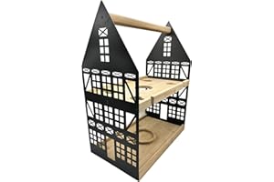 ‎UNUS UNUS Home Etagere Weinhaus, 2 Etagen mit Griff, für Weinflasche und Weingläser mit Halterungen, Tablett aus Bambus Holz, Gestell aus Metall