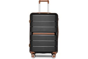 British Traveller Valigia Media 66CM Trolley Rigida PP Leggero con TSA Lucchetto (24pollici, Nero)