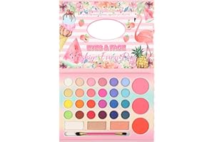 HISUNBEN 30-kolorowy zestaw do makijażu dla dziewczynek, nadający się do prania, zestaw do makijażu dla dzieci z lustrem, nietoksyczny zestaw kosmetyczny na prezent dla dzieci, księżniczki, zabawka, urodziny,