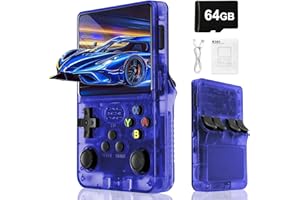 Blidinner R36S Retro Consolle - Dotata di Open Source Linux, durevole 3000 mAh, 64 GB TF Card,oltre 20000 giochi, schermo da 3,5 pollici, console da gioco portatile per ragazzi (blu)