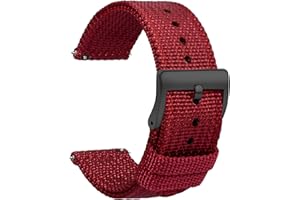 Tstrap Correa Reloj Nylon 20mm - Correa de Reloj Negra Suave de Liberación Rápida - Bandas de Reloj de Lona Militar para Hombres y Mujeres - Bandas de Reloj Inteligente - 18mm 20mm 22mm 24mm