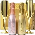Bottega Prosecco Gift Set - Luxury Rose Gold & Gold DOC,2 x 20cl Mini Prosecco Bottles, 2 x Champagne Flute Glasses - Pink Gifts For Women, Birthday Alcohol Gift Set