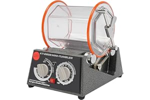 FUROMG Polisseuse à bijoux, moulin à billes 220 V, polisseuse à tambour de 60 W avec perles de polissage, tambour de polissage tumbler, moulin à billes, 5 vitesses, 500 à 3000 tr/min, orange