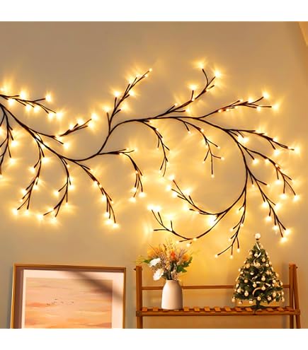 Gresonic LED Lichterkette Mit Rosen & Weidenzweigen – 48 LEDs, 8 Modi, Fernbedienung & Timer, USB-betrieben Für Deko In Schlafzimmer, Wohnzimmer Oder Als Weihnachtsdeko