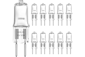 VINBE 50W GY6.35 Lampadina Alogena, T3, lampadina bi-pin per sotto le luci del gabinetto, lampadine a parete, illuminazione traccia, Dimmabile, 12V, 650LM, Bianco Caldo, 2700k, 10 Pezzi