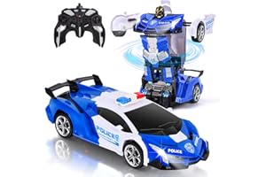 Hereneer Ferngesteuertes Auto, 1:18 Auto Roboter Spielzeug für Kinder, 2.4 GHz Transform Roboter Spielzeug mit Licht Musik Gestenwahrnehmung, Spielzeugauto Geschenke für Kinder ab 6 7 8 9 10 Jahre