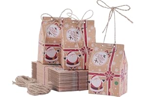 TsunNee 30PCS Christmas Party Gift Boxes, Xmas Kraft Paper Candy Boxes, Xmas Party Favour Bags, Novelty Gift Packaging Decor for Kids Girls Boys Christmas Decorations Advent Calendar DIY