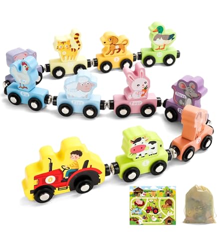Train En Bois Magnétique Montessori – Jouet Éducatif 1 2 3 Ans – Animaux De La Ferme – Apprentissage Des Chiffres – Cadeau Bébé - 5