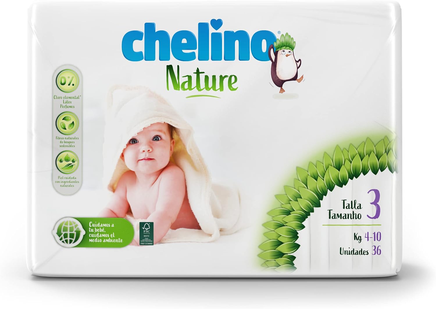 Chelino Nature Pañal Infantil Talla 3 (4-10 kg), 216 Pañales
