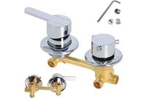 Gekufa Mitigeur Thermostatique Douche, 3 Voies Sortie D'eau G1/2 Filetage/intubation, Entraxe 10Cm Mitigeur Cabine De Douche en Laiton, Aves Cartouche En Céramique (Intubation 3 way 10cm)