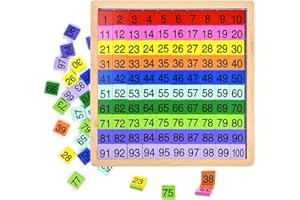 BUZIFU Montessori Mathematik Puzzle Holz Digital Board 1-100 Kontinuierliche Zahlen Kinder Kind Mathe Unterricht Hunderterbrett für frühe Motorik Entwicklung & Ausbildung ihres Kindes (Farbversion)