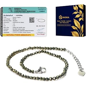 AVORA Raw Pyrite Anklet for Women | Natural Stone Jewellery for Wealth, Luck & Protection | Certified Pyrite Crystal Payal | Spiritual Healing Jewellery Gift for Girls & Women