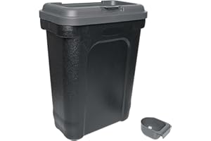 GENERIC Large 30L Pet Food Storage Container with Scoop – Airtight Dry Food Bin with Flip-Top Lock, Durable Plastic Pet Food Tub for Dog, Cat & Animal Feed (15kg Capacity) (Grey)
