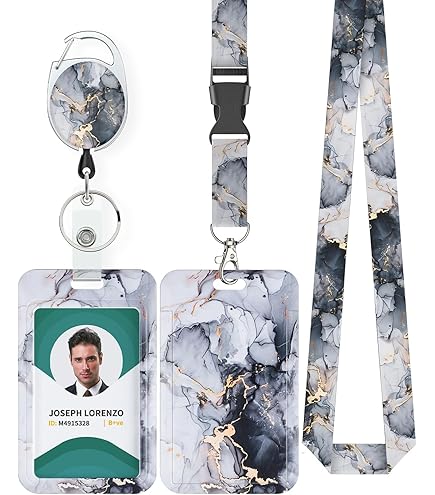 Uniclife Marmering Sliding Badge Houder Zwartachtig Grijs Marmer Uniclife Marmering Sliding Badge Houder Zwartachtig Grijs Marmer
