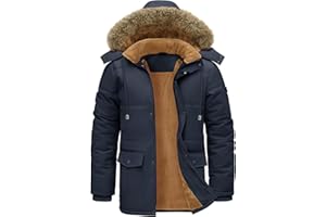 TOMEEK Manteaux Homme Hiver Parka Chaud Veste en Polaire Décontracté Blousons Epaissie Manteaux Thermique Coupe-vent Veste avec Poches Capuche Amovible Outdoor Manteau
