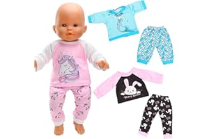 Miunana 3 Abiti Vestiti Fashion per 36 CM - 43 CM (14 Pollici - 16 Pollici) New Born Baby Dolls Bambola bebé E Altre Bambole, Bambolotti Amore Mio (Non INCLUEE Bambola)