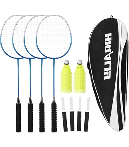 Badmintonschol SucceBuy, Draagbaar Outdoor Badmintonscholset met Rackets en Shuttlecocks
