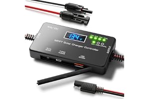 MPPT solladdningsstyrenhet 12 V 10 A, solpanelregulator med LCD-skärm, typ-C och USB-laddningsportar, kompatibel med LiFePO, litium, gel, AGM-batteri för husbil, båt, marin, off-grid system