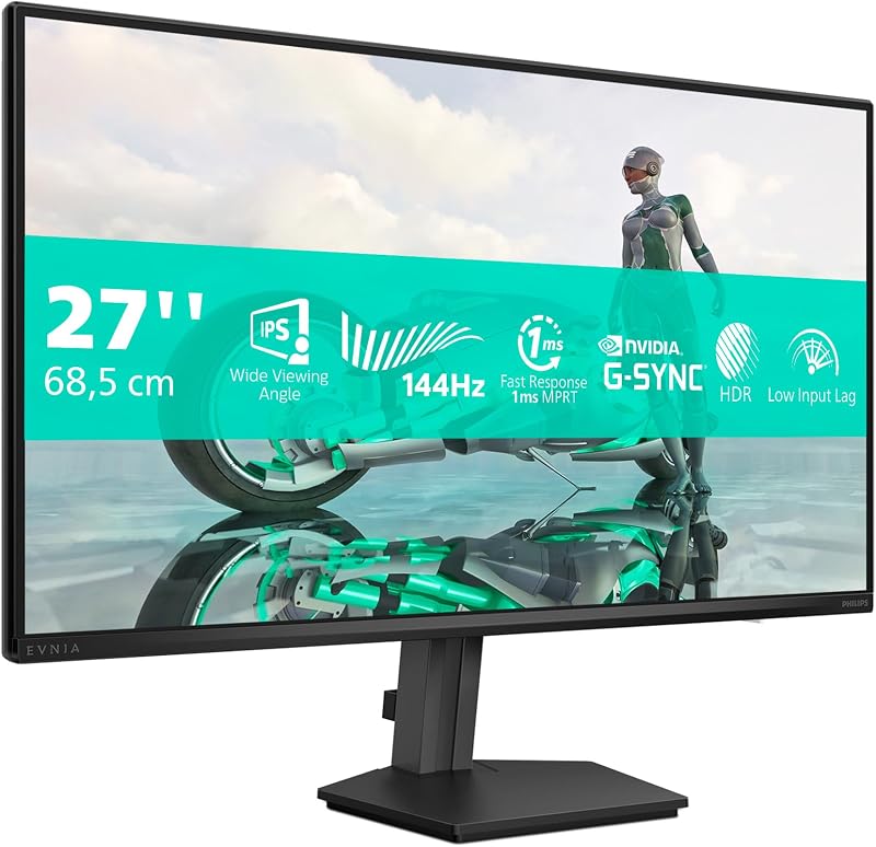 Philips 27M2N3200NF 27 Inch FHD Monitor, 144Hz, IPS, 1ms MPRT, Adaptive Sync, G-Sync Comp., HDR10, (1920x1080,HDMI 1x 2.0,DP 1x 1.4) Black