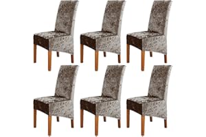 MINGPINHUIUS Dining Chairs Cover Pack of 6 - High Stretch Crushed Velvet XL Size High Back Dining Chair Slipcovers Chair Protector Seat Cover for Dining Room Living Room Wedding Hotel Banquet Party Home Decor