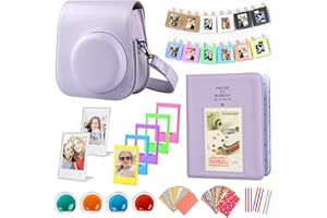EVOARL Sofortbildkameras Zubehör Set Kompatibel mit Instax Mini 12, Schönes Geschenkset einschließlich Kameratasche | Fotoalbum | Fotorahmen | Bunter Filter | Foto Aufkleber Usw (Lilac-Purple)