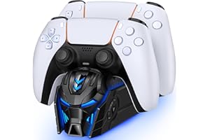 ALEEMTRY Chargeur et Support pour Deux Manettes PS5 - Accessoire avec Apparence Cool et Charge Rapide de 2 à 3 Heures pour Playstation 5/Edge (Noir)