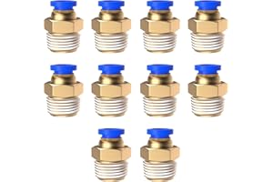 SENRISE Push-in Fitting 1/4inch 1/8inch 3/8inch 4mm 6mm 8mm 10mm Pneumatic Fittings Male Thread Hose Fitting Quick Release Air Fitting Connectors for Industry Automatic 10Pcs (4mm 1/4")