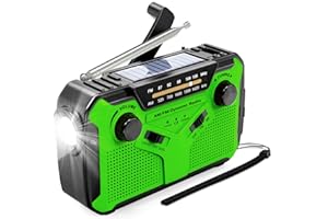PAIDASHU Solar Radio, AM/FM Portable Crank Radio, Dynamo Emergency Radio with 4000 mAh Rechargeable Battery, LED Torch, SOS Alarm for Camping, Outdoor, Emergency (02)