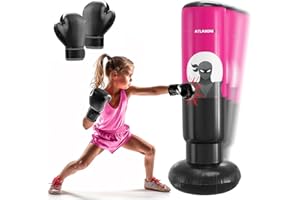ATLASONIX Sacco da boxe per bambini, sacco da boxe gonfiabile per bambini dai 5 ai 10 anni, sacco da boxe per adolescenti, Bop Bag, regali per ragazzi, karate, kickboxing, Taekwondo Ninja Toys
