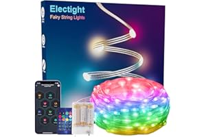Electight 5M Tira LED Navidad Inteligente, RGB Cadena de Lámparas con Mando a distancia, IP65 Impermeable, Control APP/Bluetooth, para Interiores, Exteriores, Navidad, Halloween, Pilas Incluidas