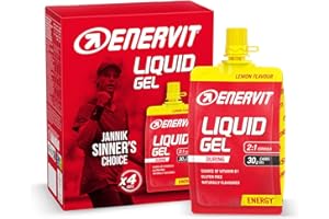 Enervit, Gel Sabor a Limón, Óptimo para Deportes de Resistencia, Proporciona 30 Gramos de Carbohidratos, con Maltodextrina, Fructosa y Vitamina B1, 4 Unidades de 60 ml