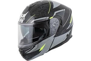 MTR K-4 Evo Klapphelm, als Jethelm & Integralhelm ECE 22.06 Geprüft, Motorradhelm mit Sonnenvisier, Mopedhelm mit Komfort-Innenfutter, Motorradhelm Herren & Damen, Matt Schwarz, XS-XXL
