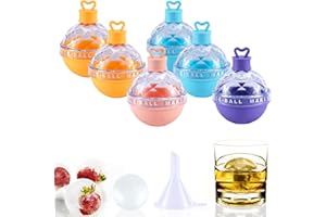MLRYH Cubiteras Para Hielo Silicona, 6 Pcs Ice Ball Maker con Mini Embudo Redondos Reutilizables Cubitos de Hielo Grande Moldes para Hielo Redondo para Cócteles, Whisky, Vino, Jugo