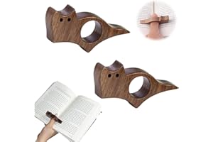 ZKFSIE 2 PCS Wooden Book Holder for Reading, Thumb Book Page Holder, Cat-Shaped Book Accessories, Medium Size 8.1cm x 3.3cm, Ideal for Book Lovers and Reading Enthusiasts
