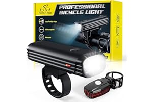 ‎GISAAE Gisaae Fahrradlicht, USB Wiederaufladbare Fahrradlicht Set, Lange Akkulaufzeit mit 1700mah Lithium-Batterie, IPX4 wasserdichte Fahrradbeleuchtung, Fahrradlampe für Nachtfahrten