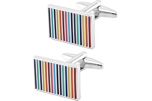 Jonwo Bunt Streifen Rechteck Manschettenknöpfe Herren In Geschenkbox Silber Klassisch Männer Cufflinks Manschettenknöpfe Hochzeit Hemd Party Geburtstag Jubiläum Kleid