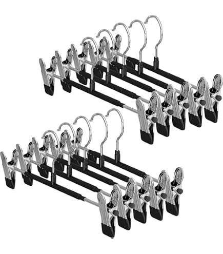 LATRAT Lot De 20 Cintres Pour Pantalon Avec Clips Réglables - Cintres Jupe Rotatifs 360°, Blanc